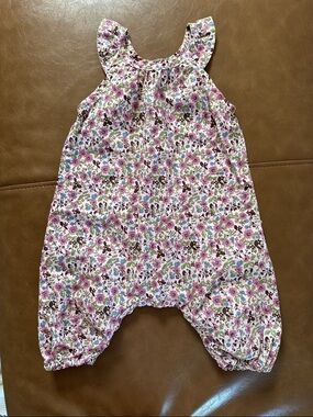 Maison Me Baby Floral Cotton Baby Romper in Pink & Green